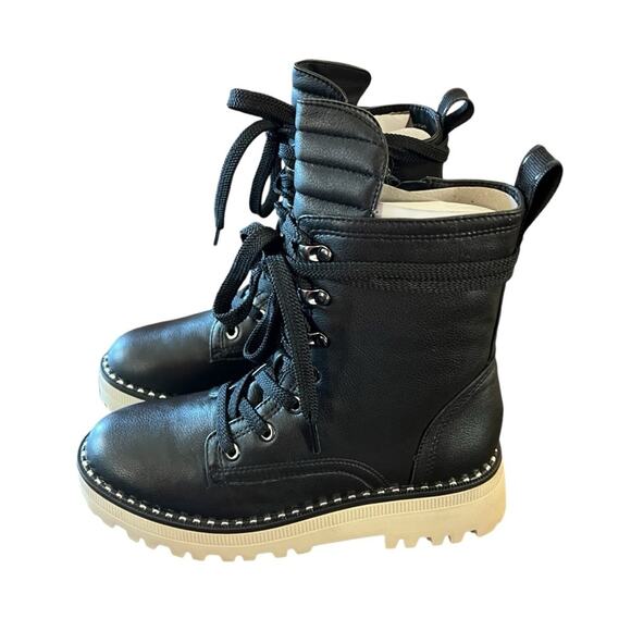 Kenneth Cole Radell Leather Lug Sole Lace Up Combat Boots NEW Size 5.5 - Picture 3 of 8